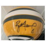 #167 Brett Favre 4 Packers signed mini helmet with acrylic case