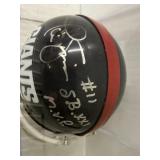 #178 Phil Simms Giants signed mini helmet “#11 SB XXI  M.V.P.” Inscription with acrylic case
