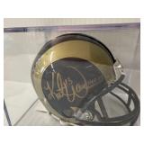 #181 (2) Mini helmets incl. Kurt Warner 13 Rams signed mini helmet “HOF 17” 