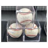 #73 (3) HOF signed baseballs D. Snider, E. Banks, & S. Musial