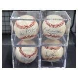 #74 Lot of 4 Signed 500 Home Run Club Players incl. McCovey with 521 HR inscription, Mattews with 51
