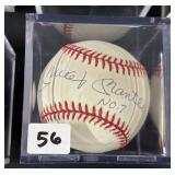 #56 Mickey Mantle Signed Baseball with #7 Inscription