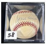 #58 Hank Aaron Signed Baseball with some toning