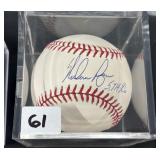 #61 Nolan Ryan Autographed Baseball with 5,714 K Inscription with Reggie Jackson COA