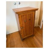  Antique Oak Music Cabinet with slag glass