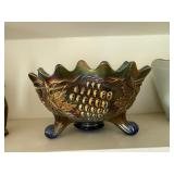 Antique Carnival Glass three leg bowl