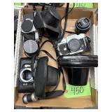 #450 (3) Vintage Cameras incl. Pentax Asahi Spotmatic, Pentax Honeywell Spotmatic, Cannon Pellix Cam