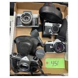 #451 (4) Vintage Cameras incl. Pentax Honeywell Spotmatic, Pentax ME Super, Konica C35, Nikkorex, & 