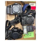 #452 Cannon Camera Lot of 3 incl. EOS Elan 7E, EOS Elan 7, EOS-1, & Speedlite 430EZ
