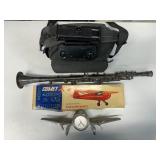#464 Misc. Lot incl. Maveric Drone Remote, Redler Flute, Commet Scale Plane Model, etc.
