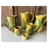 Vintage Corn Pitchers incl. Shawnee, Majolica, etc.