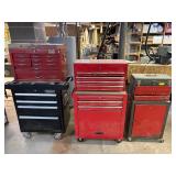 (3) Stacking Rolling Tool Boxes- Mostly Empty
