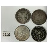 #5200 (4) Morgan Silver Dollars