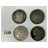 #5200 (4) Morgan Silver Dollars