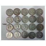 #5201 (20) Benjamin Franklin Silver Quarters