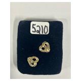#5210 Diamond and Yellow Gold Heart Earrings