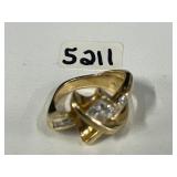 #5211 Large 14k Yellow Gold Woman's Wedding band with Diamonds