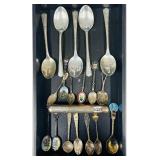 #5223 Lot of Sterling Silverware Souvenir Spoons, Cigar Tube, etc.