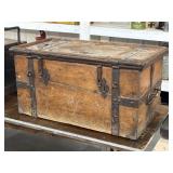 HFM-1860-1880s Iron Bound Travel Chest Trunk