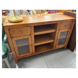 Oak Entertainment Stand with Shelves
