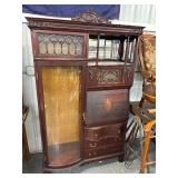 Side By Side Secretary Bookcase with Dome Glass and Shelves