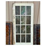 Antique Door with Multi-pane Swirling Slag Glass Windows