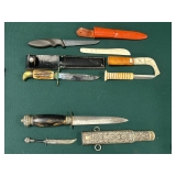 Small Batch of Knives w/ Sheaths, etc.