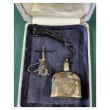 Sterling Perfume Flask with Floral Funnel