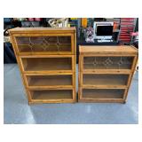 (2) Modern Style Stacking Oak Bookcases