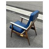 #530 Mid-Century 1960s   Scandinavian Lounge Chair by Milo Baughman (blue vinyl upholstery)