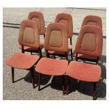 #569 Lot of 6 Broderna Sorheim Chairs, Norway 1960 (sun damaged fabric) but in good shape