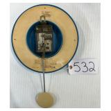 #532 Mid Century Seth Thomas Wall Clock with a Vibrant Avocado Green Face and Pendulum (model 7008)