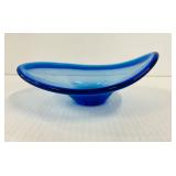 #539 Vintage Per Lutken for Holmegaard blue Asymmetrical Cobalt blue bowl