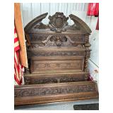 #476 Antique Italian Renaissance Revival Decoratively Carved Walnut Bed