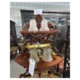 #453 Brass Light Fixtures & Glass Shades