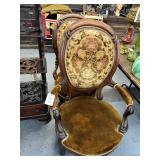 #459 Lot of 2 Victorian Walnut Bloom Back Parlor Chairs