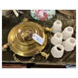 #465 Victorian Electric Hanging Lamp with 5 Glass Shades