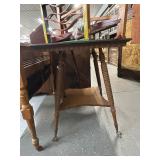 #472 Two Tear Victorian Oak Parlor Table with Claw Feet