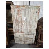 #477 Primitive Cabinet with 6 Drawers