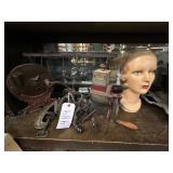 #484 Lot of 7 Incl. Bean Slicer by Alexander Werk, Mannequin Head and Vintage Kitchen Gadgets