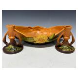 Roseville Brown Water Lily Console Dish