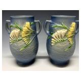 Roseville pottery- Blue Freesia Vases
