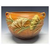 Large Roseville Pottery Brown Freesia Bowl