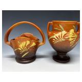 Roseville Pottery Brown Freesia Vases