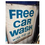 #1748 Metal 'Free Car Wash' Single Sided 2 Color Sign