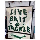 #1750 Large Single Sided 'Live Bait & Tackle' Custom Light up Sign (Not Electrified) 