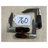 #760 Lot of 3 Case XX Knives incl. Model A620091/2, Model 620091/2, Model 62? (scratched out)