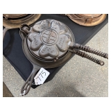 #775 Griswold "Heart Star" No. 18 Cast Iron Waffle Iron w/ Stand