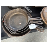 #781 Lot of 4 Griswold Cast Iron Skillets incl. 6, 7, 8, and 10