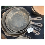 #788 Lot of 4 Griswold Cast Iron Skillets Incl. 9, 9, 10, and 12